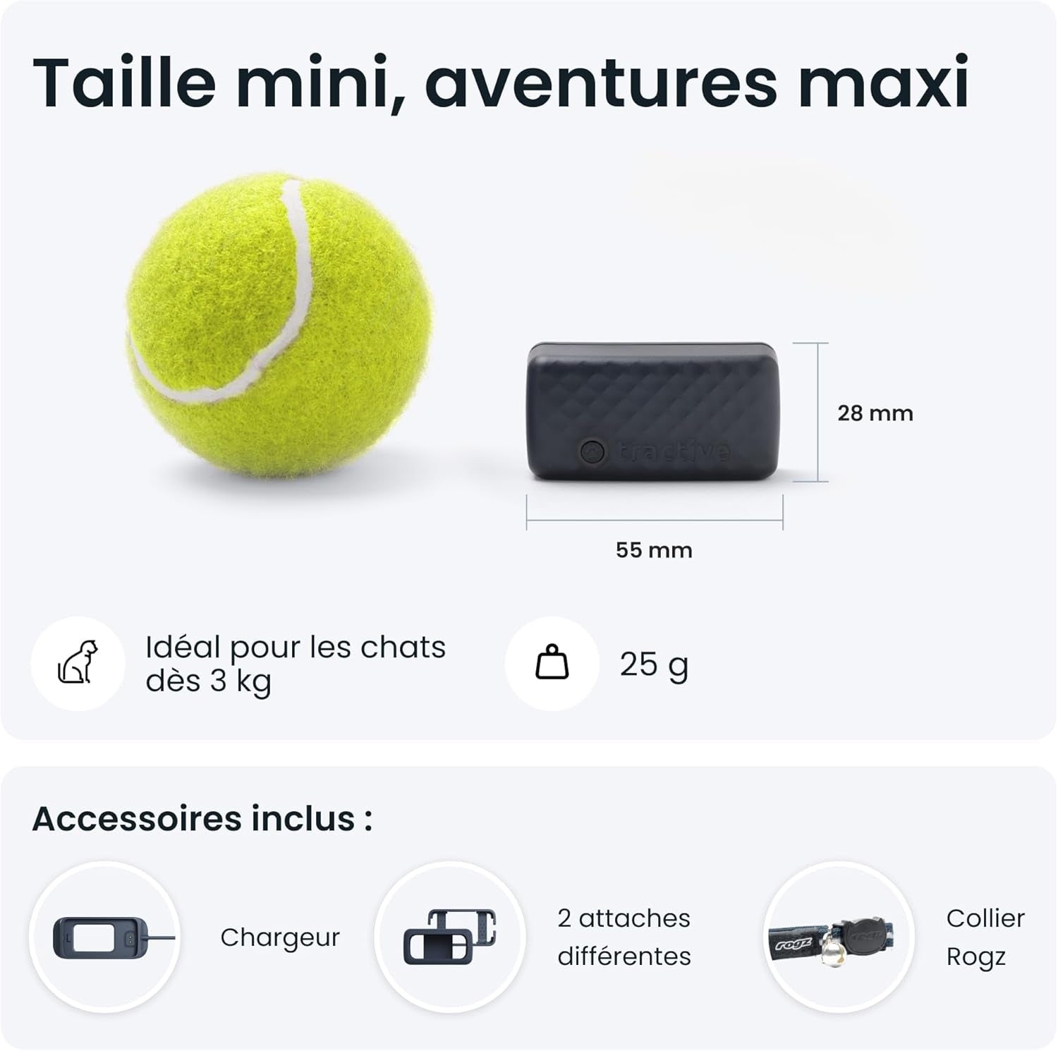 – Mini Collier GPS Chat Connecté – Traceur Le plus Léger Avec Localisation En Direct, Territoire & Activité I Collier De Sécurité Inclus I Abonnement Requis