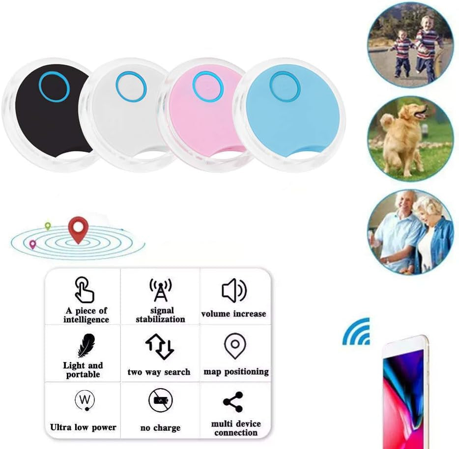 Traceur GPS Chien, Perte Téléphone Chercheur Alarme Trouve-Clés, Localisateur D'Objets Avec Trou Pour Porte-Clés, Animaux Domestiques Chien Chat Véhicules Enfants Âgées GPS Localisation (Le Noir)