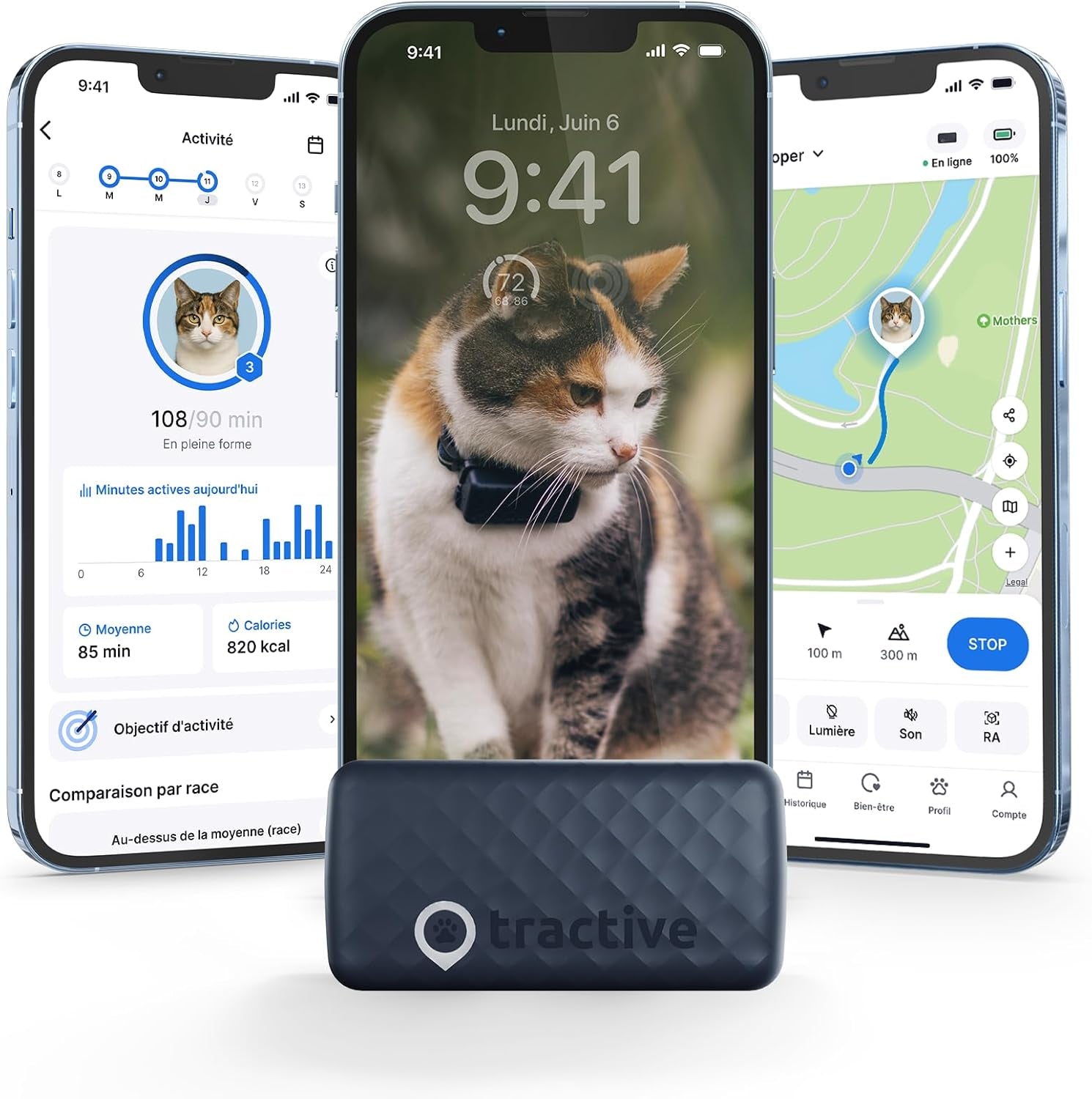 – Mini Collier GPS Chat Connecté – Traceur Le plus Léger Avec Localisation En Direct, Territoire & Activité I Collier De Sécurité Inclus I Abonnement Requis