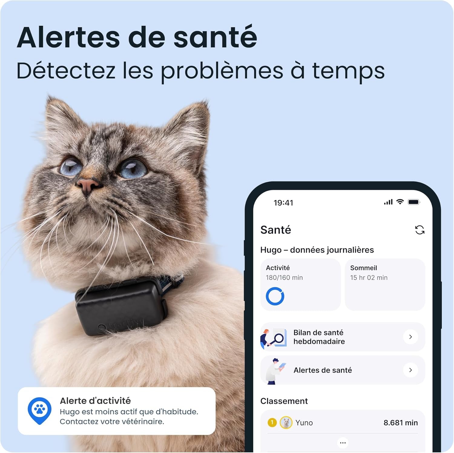 – Mini Collier GPS Chat Connecté – Traceur Le plus Léger Avec Localisation En Direct, Territoire & Activité I Collier De Sécurité Inclus I Abonnement Requis